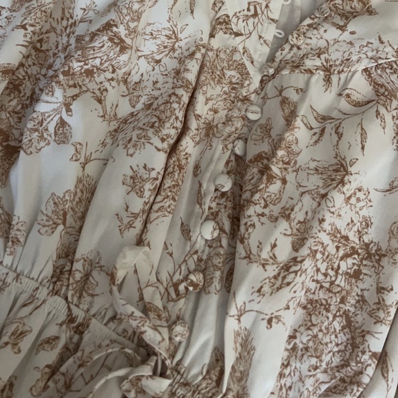 White button front long sleeve printed dress - Picture 7 of 8